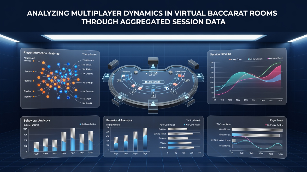 Virtual baccarat table interface showing multiple player avatars and betting patterns in an online casino room
