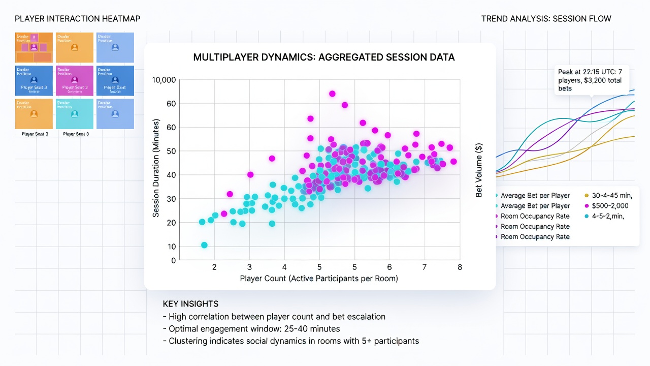 Data visualization dashboard displaying aggregated betting trends and player density in virtual baccarat sessions