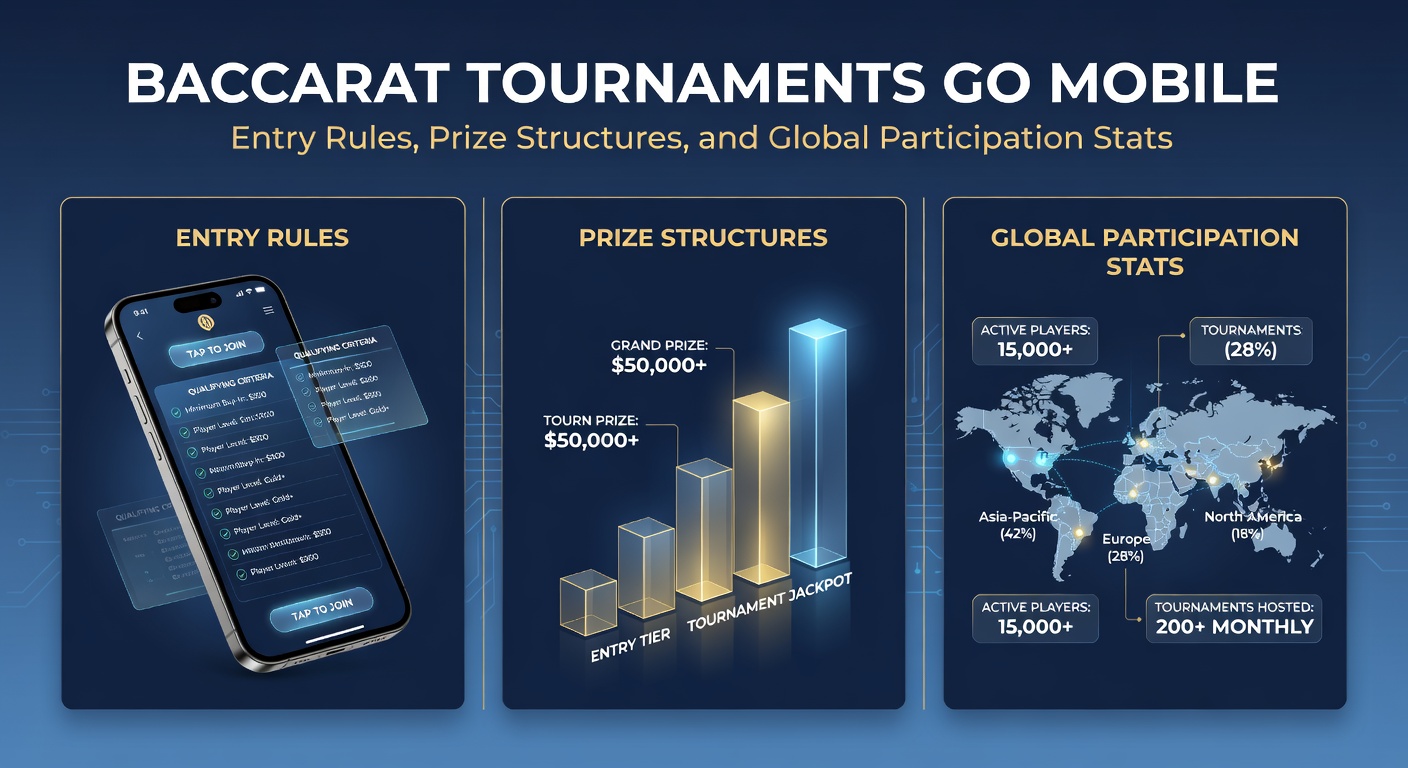 Infographic showing tiered prize structures for a mobile baccarat tournament, highlighting top payouts and guaranteed minimums