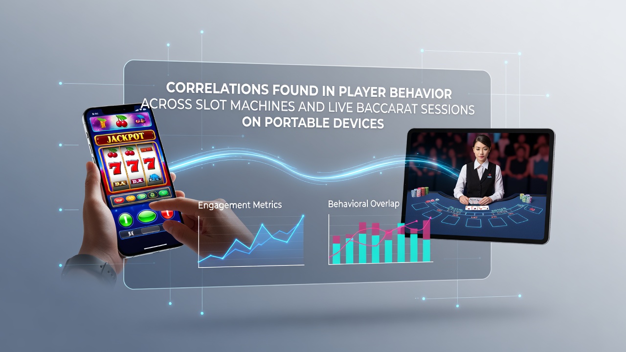 Mobile device screen displaying slot machine and baccarat interfaces side by side with player activity graphs overlaid