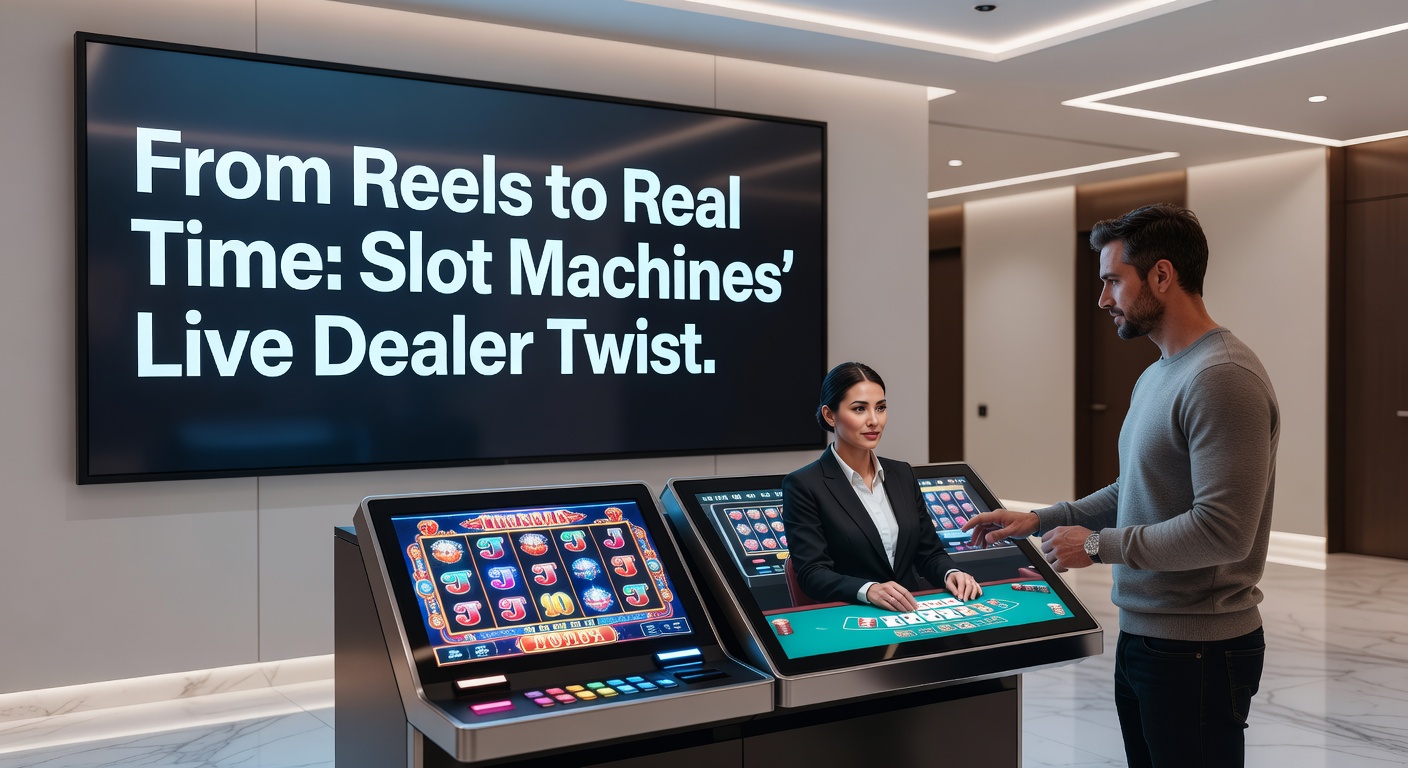 A live dealer interacting with a digital slot machine interface during a streamed session, blending traditional casino energy with modern tech