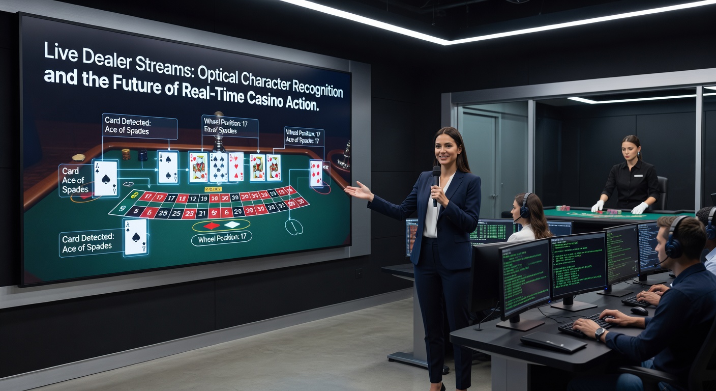 Close-up of an OCR system scanning a roulette wheel in a live dealer studio, with digital overlays highlighting recognized numbers