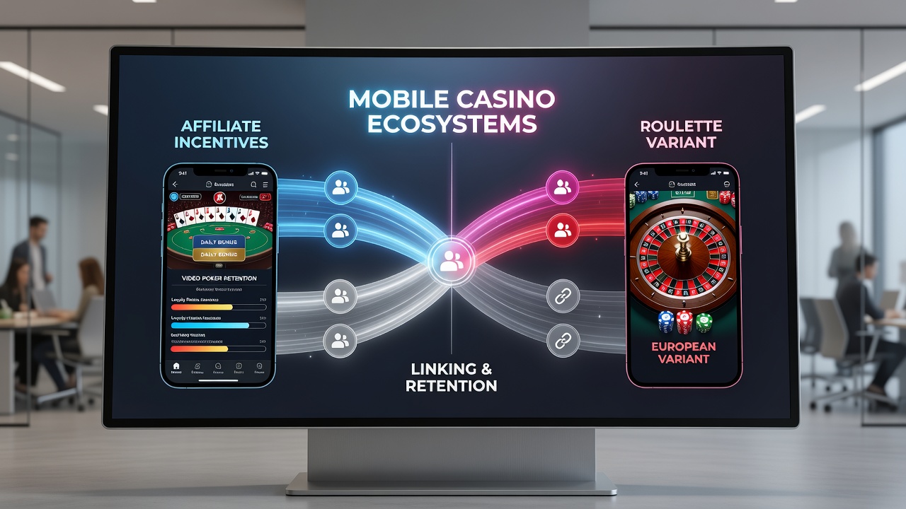 Detailed view of video poker interface linked to roulette variant selection within a mobile app ecosystem