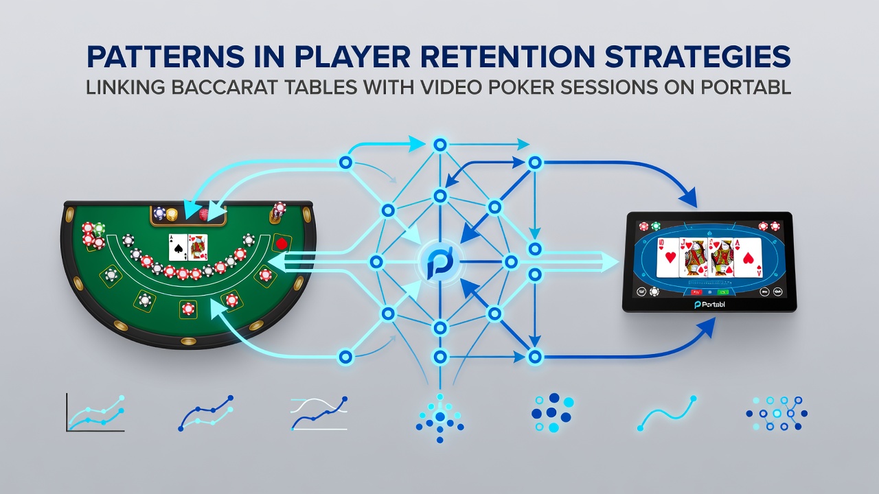Analytics dashboard displaying retention metrics for baccarat and video poker crossovers
