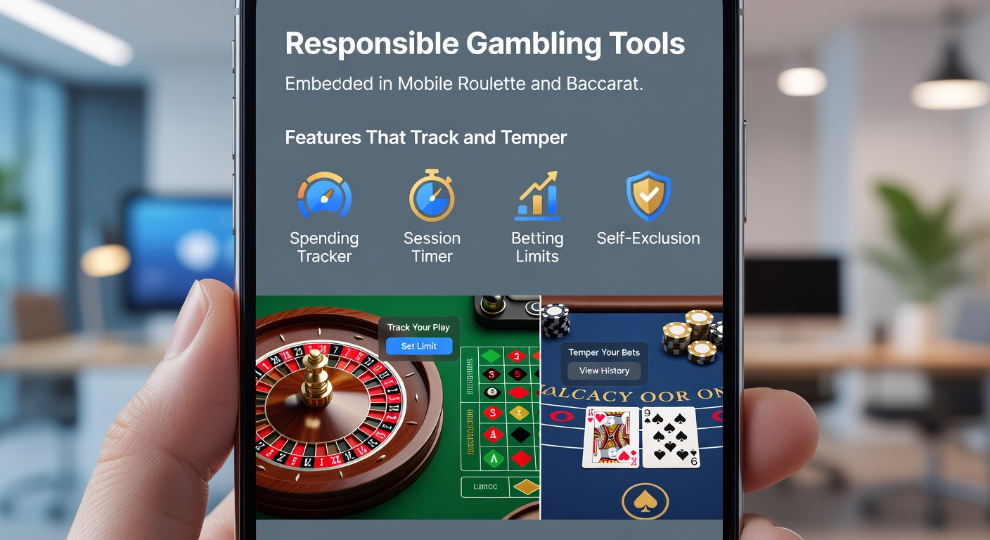 Close-up of a mobile baccarat interface featuring deposit limit settings, session timer, and reality check popup