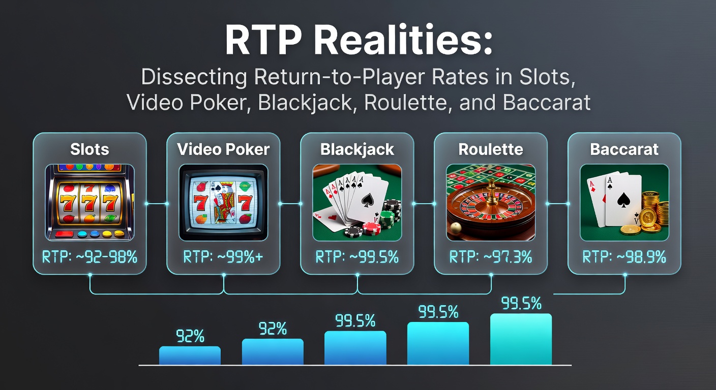 Digital display showing RTP percentages on various casino game interfaces, highlighting slots and table games