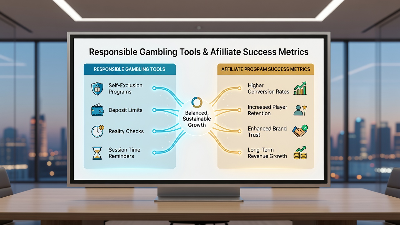 Data visualization showing affiliate performance metrics before and after responsible gambling tool implementation